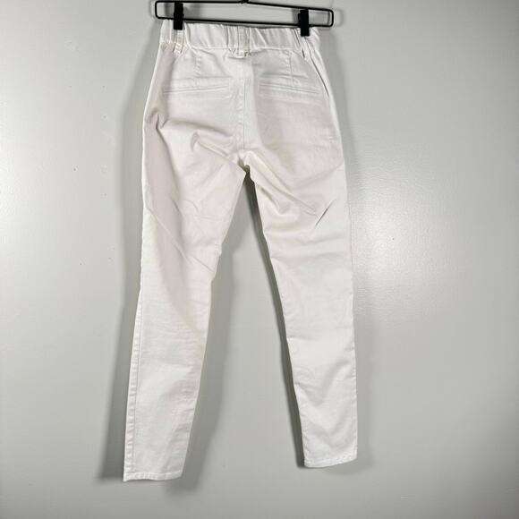 Flog Women's Bevy White Mid Rise Stretch Drawstring Cotton Blend Skinny Pants 24 - Picture 4 of 9